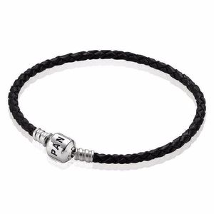 PANDORA Single Black Leather Rope Charm Bracelet